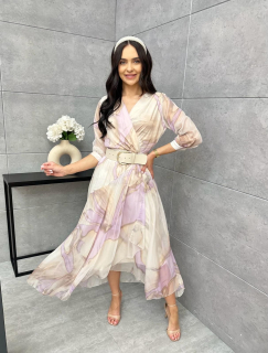 Dlouhé šifonové šaty Margita béžové