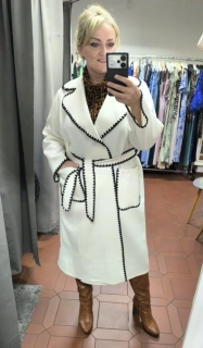 Dámský stylový PLUS SIZE kabát krémový