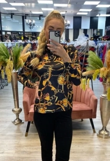 Stylová halenka LOLA se stojáčkem v moderním vzoru