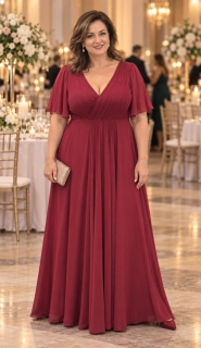 Dlouhé společenské šaty MARILYN tmavě červené