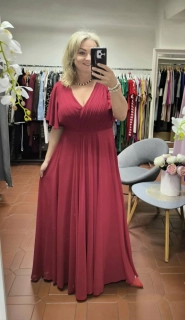 Dlouhé společenské šaty MARILYN tmavě červené