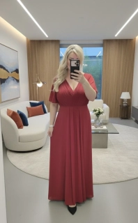 Dlouhé společenské šaty MARILYN tmavě červené