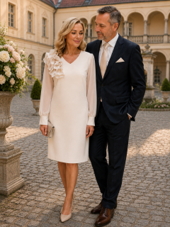 Luxusní pouzdrové šaty 2443 smetanové