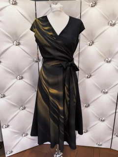 Elegantní šaty FIORA černé/hořčice