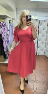 Elegantní midi šaty MARSELINI 2518 malinové