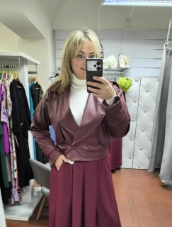 Stylová koženková bunda vínová