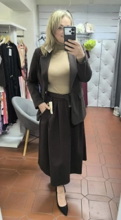 Teplá sukně s kapsami čokoládová