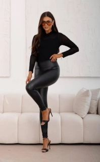 PLUS SIZE koženkové legíny černé