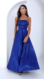 Dlouhé plesové šaty AURELIA LUX modré s odleskem do růžové