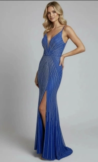 Luxusní dlouhé kamínkové šaty BELLA královsky modré