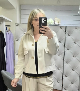 Dámský flaušový blejzr béžový