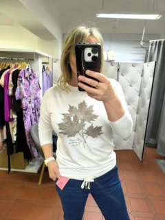 Dámské bavlněné triko s aplikací smetanové