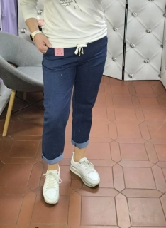 Dámské elastické kalhoty modré