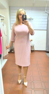 Elegantní dámské pouzdrové šaty SELI světle růžové s 3/4 rukávem