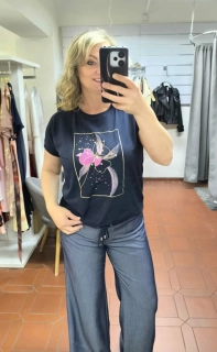 Stylové bavlněné tričko tmavě modré