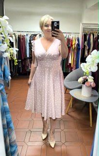 Elegantní puntíkované šaty MARSELINI 2416 pudrové