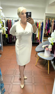 Elegantní světle béžové pouzdrové šaty MARSELINI 2403 