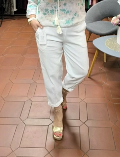 Sportovně elegantní kalhoty LUIZA bílá