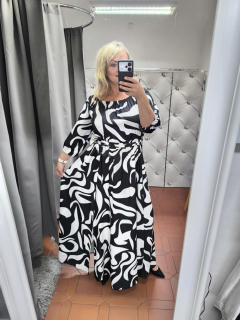 Maxi šaty ŠPANĚLKY černobílé