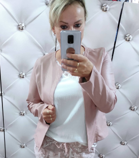 Dámské koženkové sako pudrové