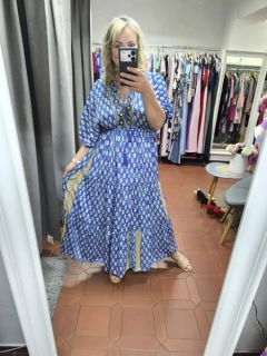 Letní hedvábné boho šaty modré