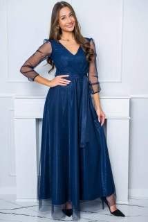 Dlouhé šaty MAGIC tmavě modré/navy jemně třpytivé
