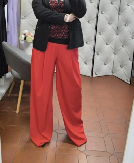 Kalhoty se širokými nohavicemi červené
