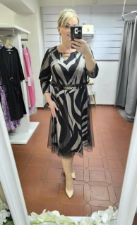 Elegantní dámské šaty BEATRIS se vzorem a tylem