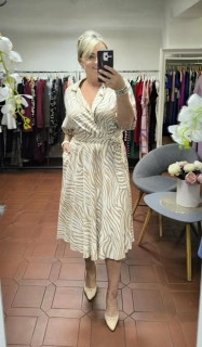 Komplet Zavinovací košile & midi sukně – Zebra Beige