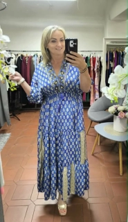 Letní hedvábné boho šaty modré
